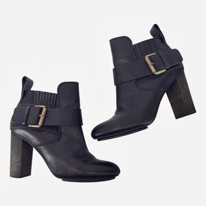 See‎ by Chloe Cappa Black Buckle Ankle Leather Boot Size 38.5